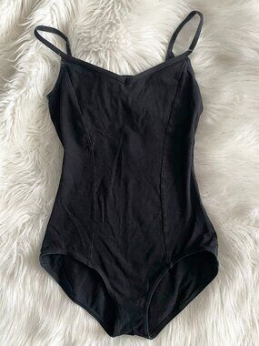 Capezio Leotard Womens Medium Black Spaghetti Strap Tank Sleeveless Dancewear